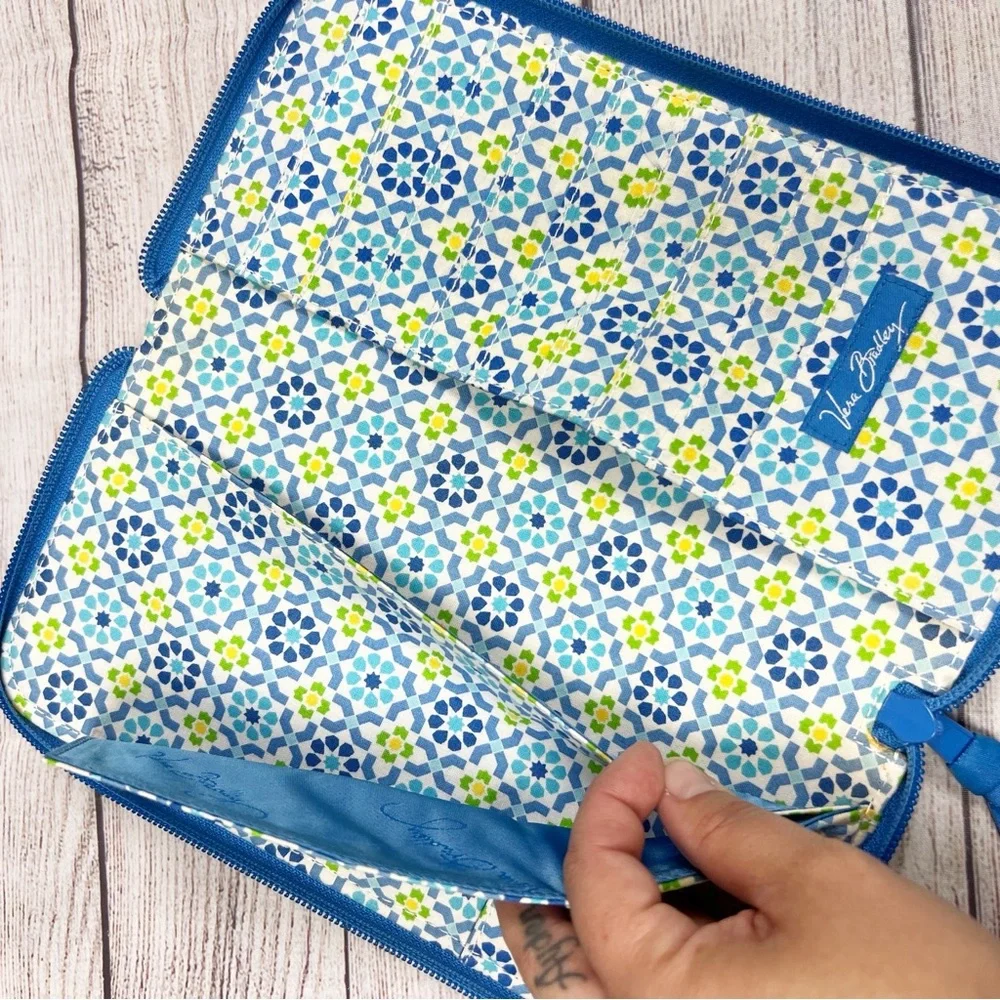 Vera Bradley Personal Travel Organizer Long Wallet Capri Blue Paisley Floral Y2K - Picture 9 of 11